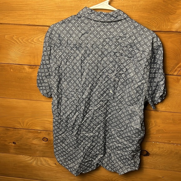 Faherty Men's Gray Patterned Button up Geometric Shirt Med Short Sleeve Summer - Picture 5 of 10